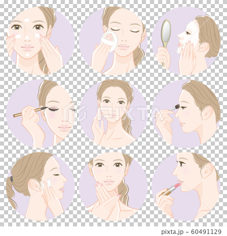 スキンケアをしている女性のイラスト 60491129