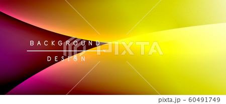 Wave liquid style lines with shadows and light on gradient background. Trendy simple fluid color gradient abstract background with dynamic straight shadow line effect 60491749