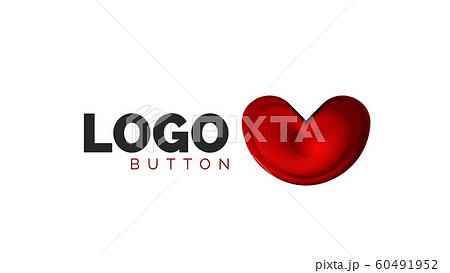 Abstract round shape logo template. Minimal geometrical design, 3d geometric bold symbol in relief style with color blend steps effect. Vector Illustration 60491952