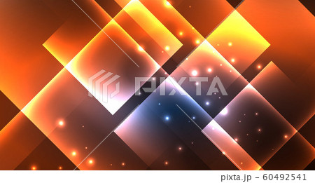 Neon glowing techno square rectangle lines, blue hi-tech futuristic abstract background Neon glowing techno square rectangle lines, blue hi-tech futuristic abstract background 60492541