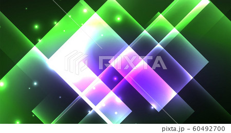 Neon geometric abstract background in hipster style on light background. Space retro design. Color geometric pattern. Square shape abstract background. 60492700
