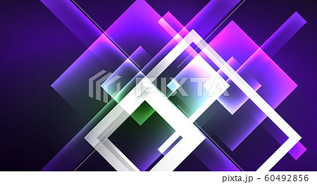 Neon geometric abstract background in hipster style on light background. Space retro design. Color geometric pattern. Square shape abstract background. 60492856
