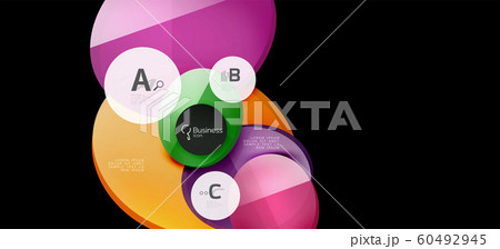 Retro colorful geometric background - circles on black, great design for any purposes. Creative minimal concept 60492945