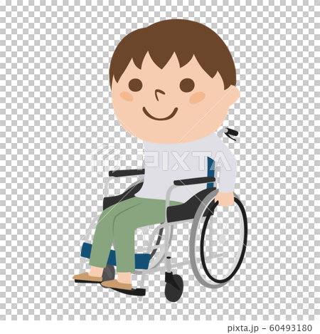Illustration of a man on a wheelchair. A man moving in a wheelchair. Illustration of a man on a wheelchair. A man moving in a wheelchair. 60493180