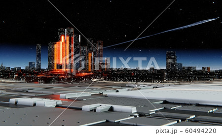 Futuristic city against the atmospheric starry sky Futuristic city against the atmospheric starry sky 60494220