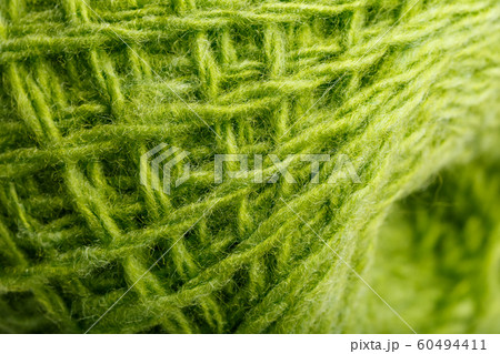 Wool yarn close up colorful green threads for 60494411