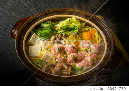 とりだんご鍋 Chicken bowl hot pot winter Japanese food とりだんご鍋 Chicken bowl hot pot winter Japanese food 60494770