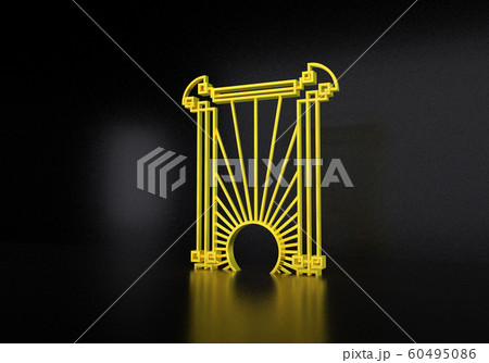 Art deco or modern abstract golden gate with vintage 1920 style. 3D illustration Art deco or modern abstract golden gate with vintage 1920 style. 3D illustration 60495086