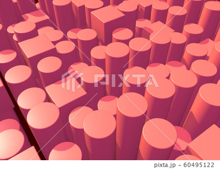 Abstract background with living coral colored pillars structure landscape. 3D illustration Abstract background with living coral colored pillars structure landscape. 3D illustration 60495122