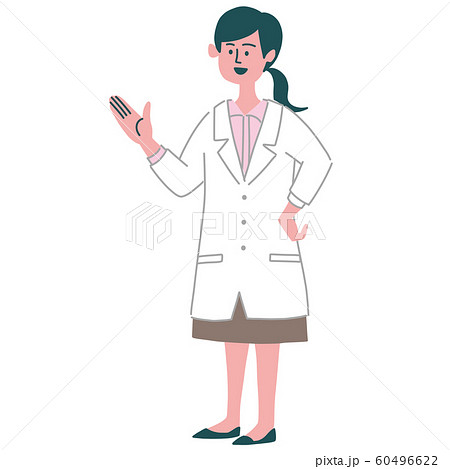 白衣 女性 紹介のイラスト素材