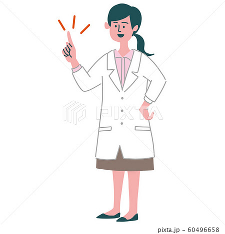 白衣 女性 ポイントのイラスト素材
