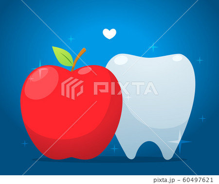 The Red Apple and The Tooth. Isolated Vector 60497621