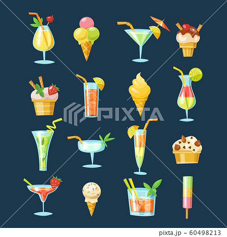 Big set of vector cocktails and ice cream icons. 60498213