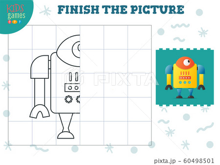 Copy picture vector illustration. Complete and color game for preschool and school kids 60498501