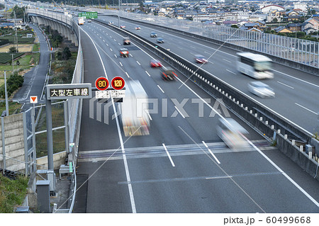 新東名高速道路新静岡ic 森掛川ic間制限速度1km H標識の写真素材