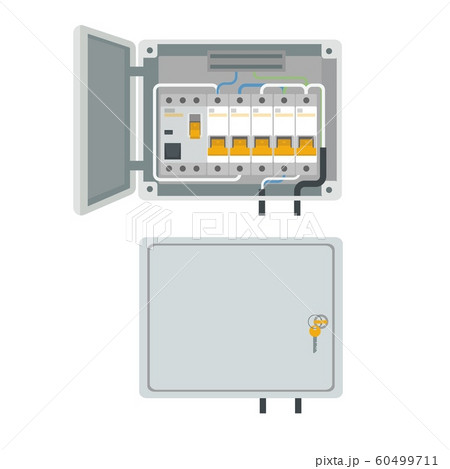 Fuse box. Electrical power switch panel. Electricity equipment. Vector Fuse box. Electrical power switch panel. Electricity equipment. Vector 60499711