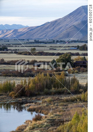Farmland and mountains in Bellevue, Idaho, USA Farmland and mountains in Bellevue, Idaho, USA 60500718