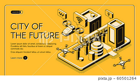City of future isometric web banner 60501264