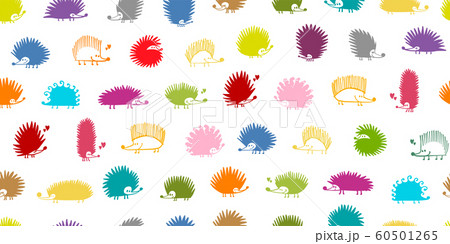 Funny hedgehog family, seamless pattern background 60501265