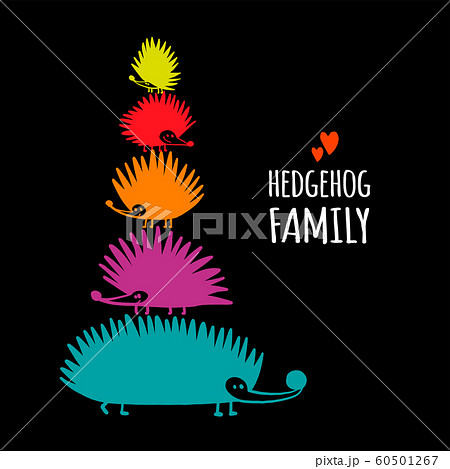 Funny hedgehog family, black silhouette for your design 60501267