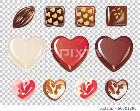 ハート形のバレンタインチョコのセットのイラスト素材 [60501296