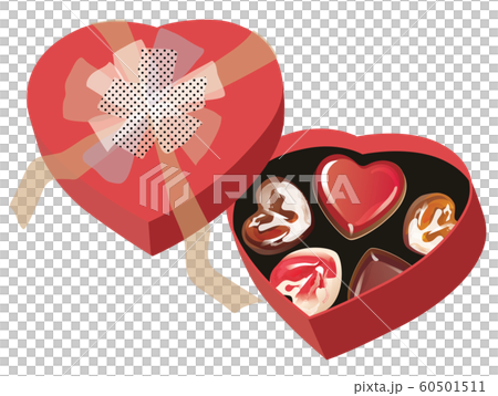 バレンタインチョコとハート型の箱 赤のイラスト素材 60501511 Pixta