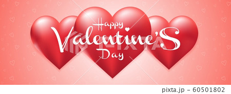 Happy Valentine's day banner with red hearts and lettering for web and printing. Colorful vector illustration. 60501802