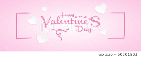 Happy Valentine's day banner with hearts and lettering for web and printing. Pink vector illustration. 60501803