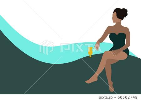 Girl in a swimsuit with a cocktail. 60502748
