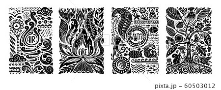 Four elements concept. Banners design Four elements concept. Banners design 60503012