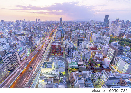 大阪　都市景観　阿波座方面　夕景　　　　　　 60504782