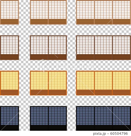 イラスト素材 障子 アイコン セット 昼 夕方 夜 イラスト素材 障子 アイコン セット 昼 夕方 夜 60504796