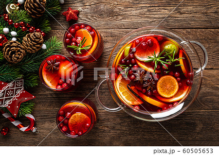 Christmas punch. Festive red cocktail, drink Christmas punch. Festive red cocktail, drink 60505653