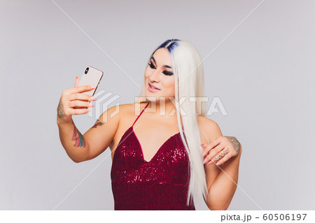 man gay with make up on face. 60506197