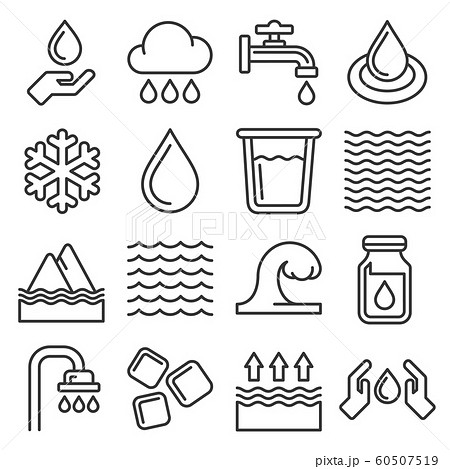 Water Icons Set on White Background. Line Style Vector 60507519
