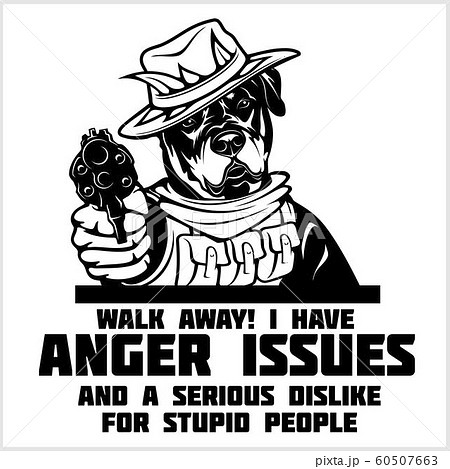 Rottweiler dog with glasses, gun and cigar - Rottweiler security. Head of angry Rottweiler 60507663