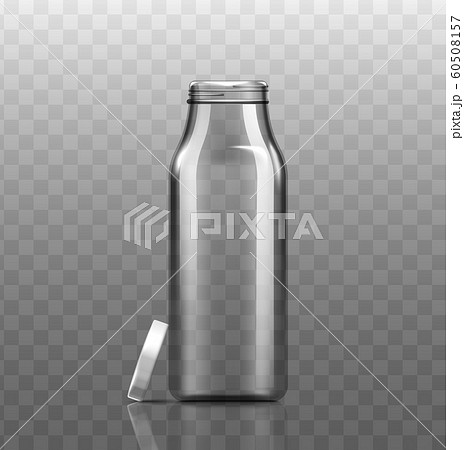 Empty and open transparent glass bottle realistic vector illustration isolated. 60508157
