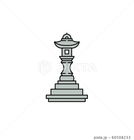 Grey Japanese stone lantern icon - traditional ancient Buddhist toro Grey Japanese stone lantern icon - traditional ancient Buddhist toro 60508233