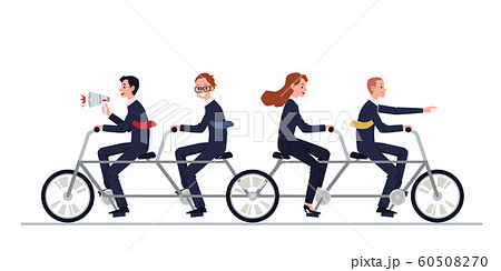 Business team bad work - people riding bike flat vector illustration isolated. 60508270
