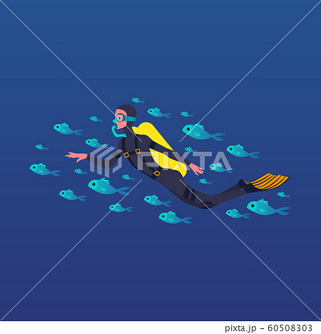 Premium Vector  A male diver with full equipment in the blue ocean one  line art