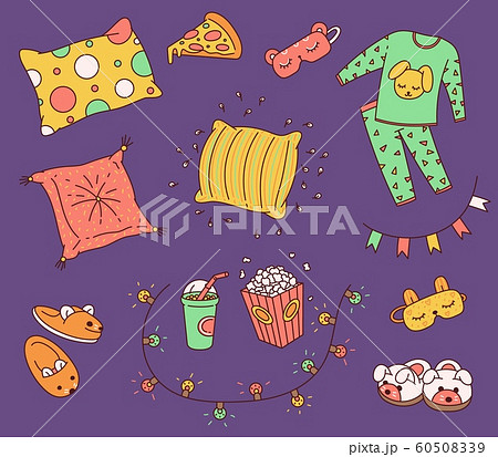 Slumber Night Or Pajama Party Icons Set Of のイラスト素材 Slumber Night Or Pajama Party Icons Set Of のイラスト素材