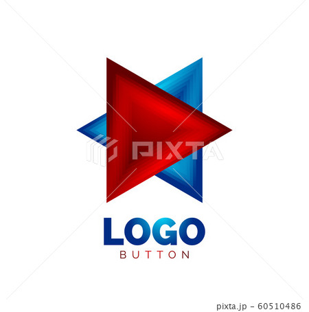 Triangle icon geometric logo template. Minimal geometrical design, 3d geometric bold symbol in relief style with color blend steps effect. Vector Illustration For Button, Banner, Background 60510486