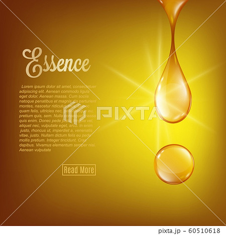 Golden essence oil drops on background 3d realistic vector illustration. Golden essence oil drops on background 3d realistic vector illustration. 60510618