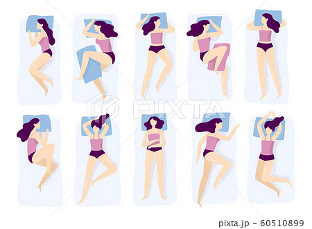 Girl Sleeping Poses Various Sleep Pose With のイラスト素材