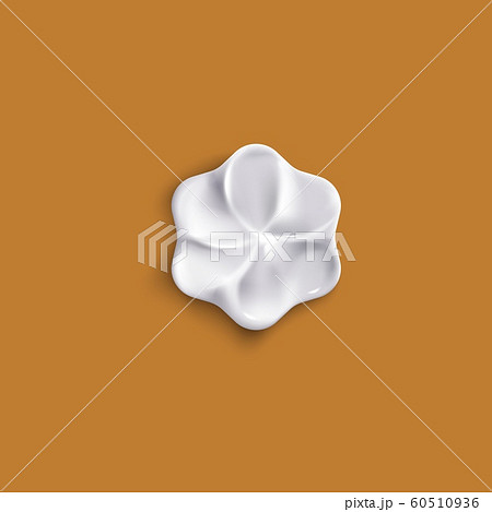 Flower shaped whipped cream piece from top view - isolated vector illustration. 60510936