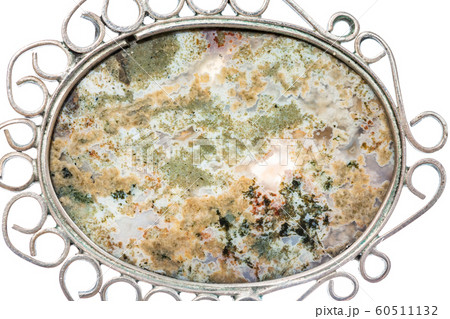 surface of natural Moss Agate in vintage pendant 60511132