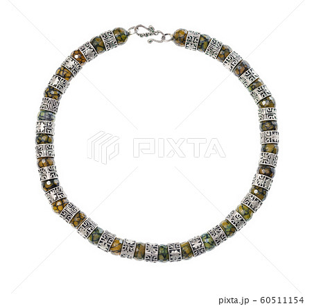 necklace from faceted Jadeite gems isolated necklace from faceted Jadeite gems isolated 60511154