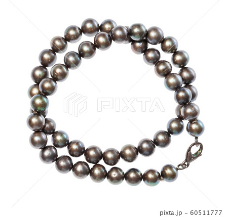 coiled necklace from natural black pearls isolated coiled necklace from natural black pearls isolated 60511777