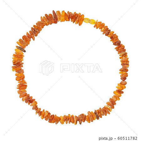 necklace from natural rough amber nuggets isolated necklace from natural rough amber nuggets isolated 60511782