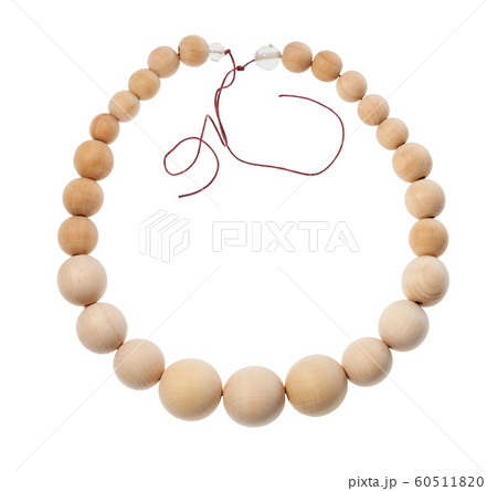 string of wooden beads isolated on white 60511820
